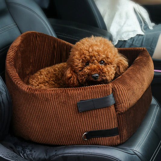 Image of Dog Carrier Travel Basket on a Car with Dog inside