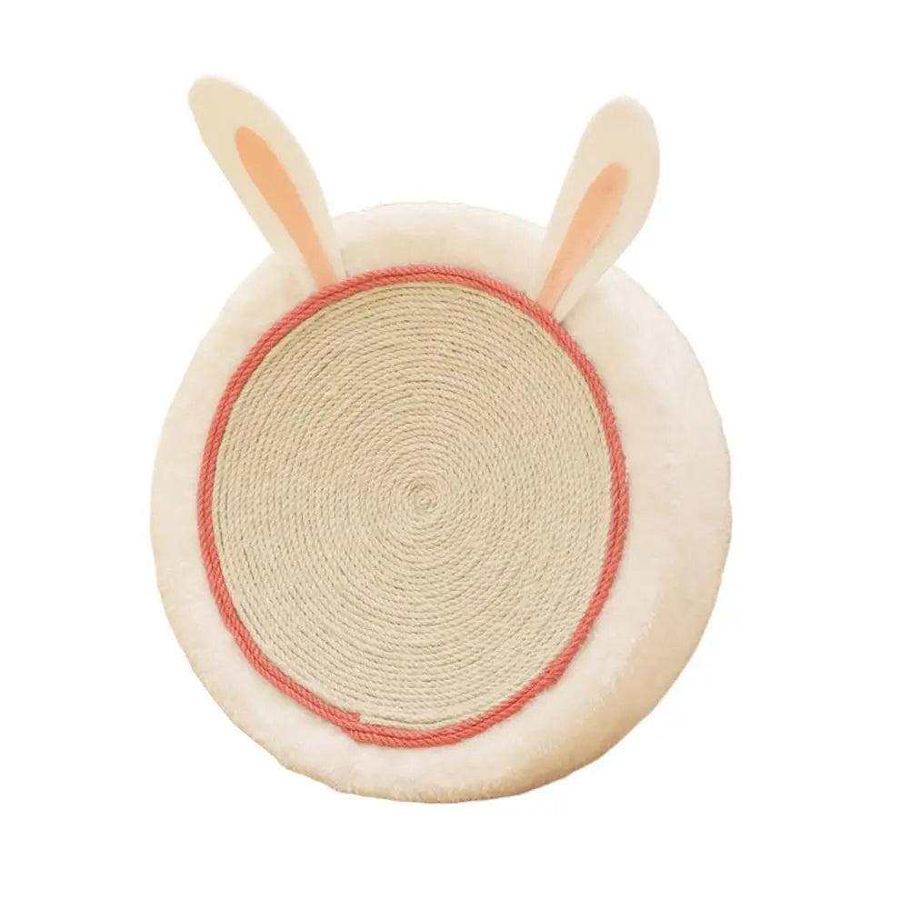 front image of white color rabbit style Cute Cat Bed with Sisal Scratching Surface