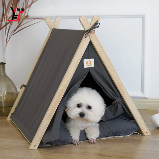 Black Color Foldable Tent Pet House with Dog Resting 