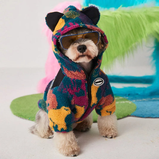 dog wearing Thickened Camo Dog Hoodie front image