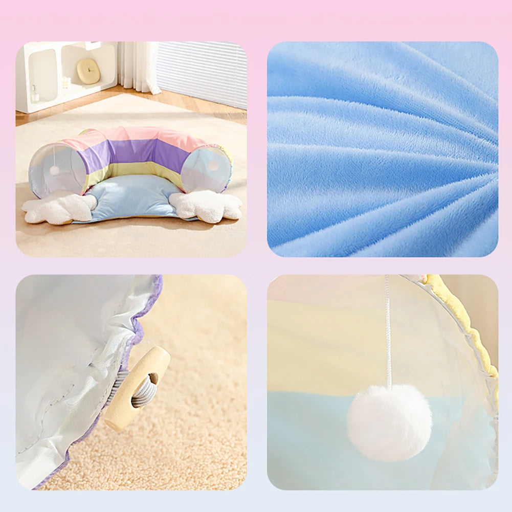 Rainbow Cat Tunnel with Sleeping Cushion Details