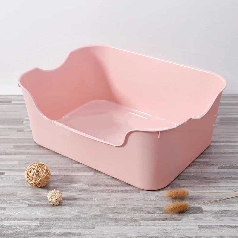 front image of pink color Large Semi-Enclosed Cat Litter Box