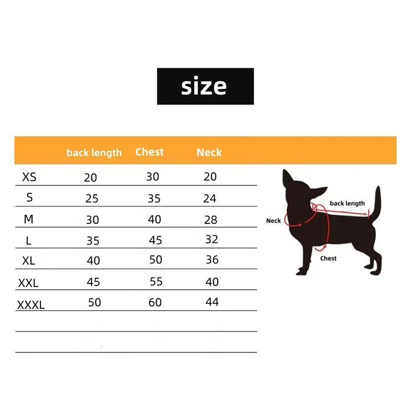 Winter Warm Dog Jumpers Sizes