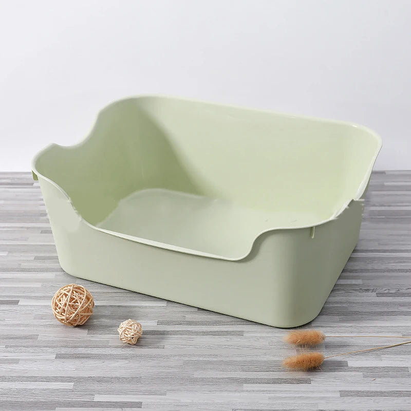 front image of green color Large Semi-Enclosed Cat Litter Box