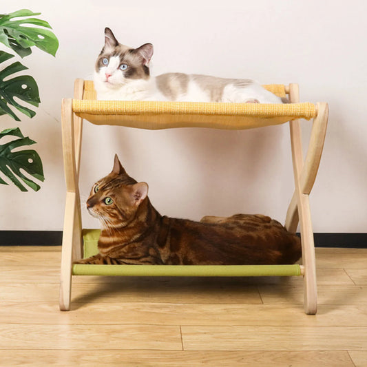 Double Layered Cat Hammock Bed with Cats Resting