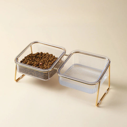Transparent Pet Double Bowl with Raised Stand Example Image