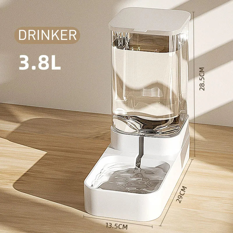 front image of Transparent Automatic Pet Drinker with dimensions