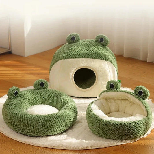 Cute Frog Warm Pet Bed Sets Image
