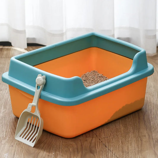 Anti-Splash Cat Litter Box with Shovel Front Image