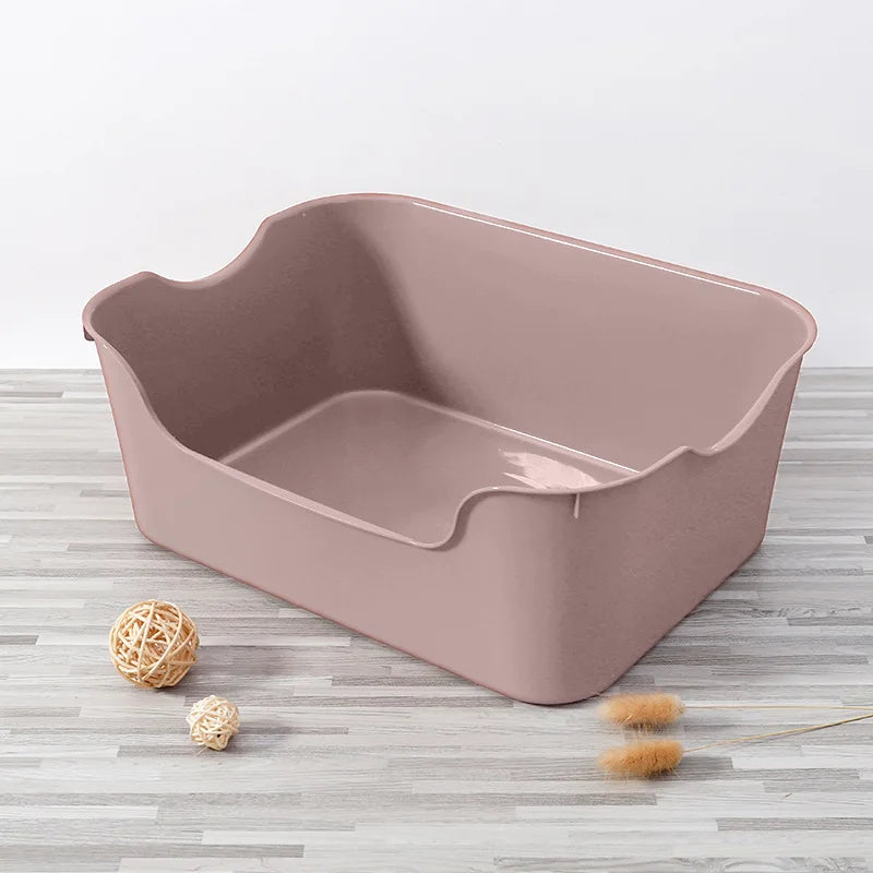 front image of brown color Large Semi-Enclosed Cat Litter Box