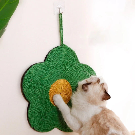 Floral Hanging Cat Scratching Mat with Cat Playing