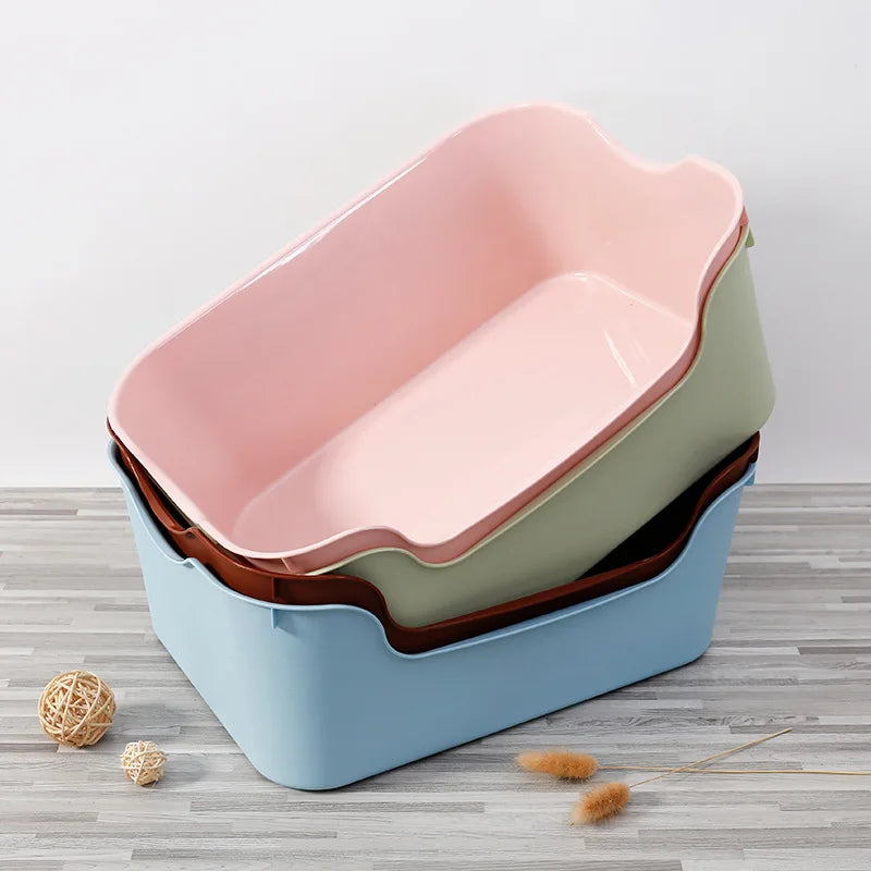 front image of stacked Large Semi-Enclosed Cat Litter Boxes