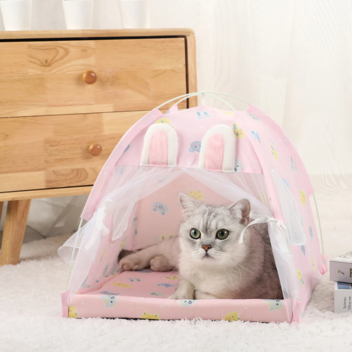 front image of pink lace Camping Tent Pet House