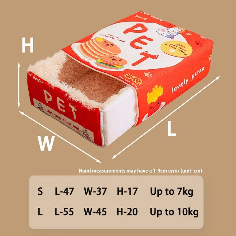 image of red color Snack Box Enclosed Cat House with dimensions