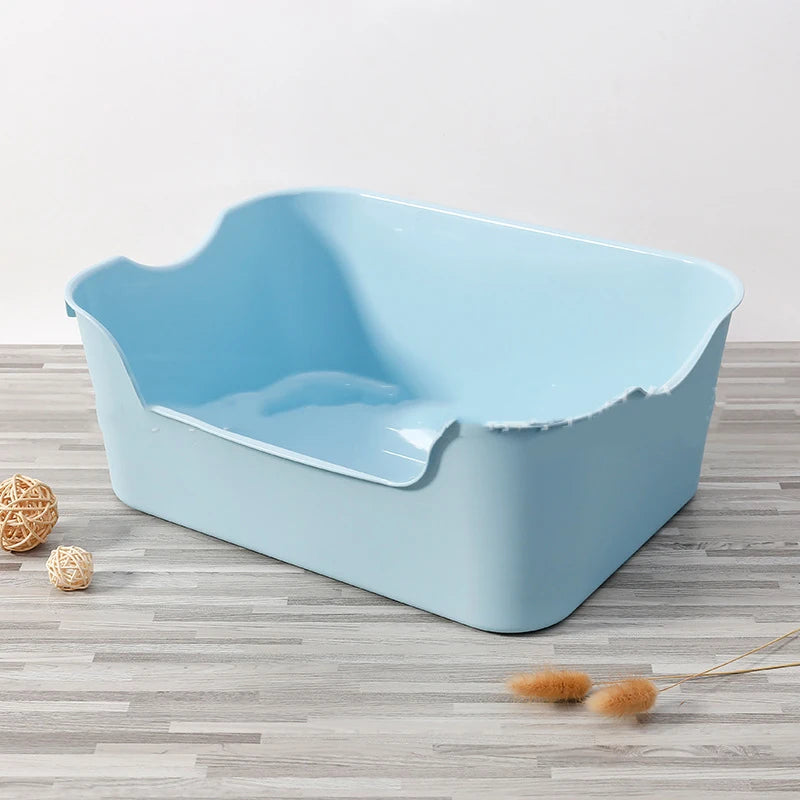 front image of blue color Large Semi-Enclosed Cat Litter Box