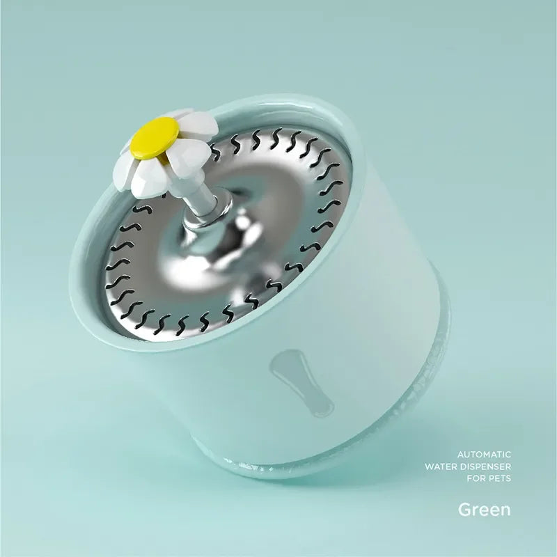 Green Color Stainless Steel Intelligent Automatic Cat Water Fountain