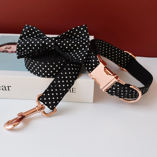 Dots Bow Tie Collar and Leash front image