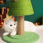 Christmas Tree Cat Scratching Post Close Up Image with Cat Resting at the Base