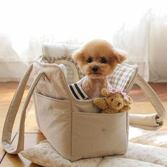 Portable Dog Travel Bag Front image with dog inside