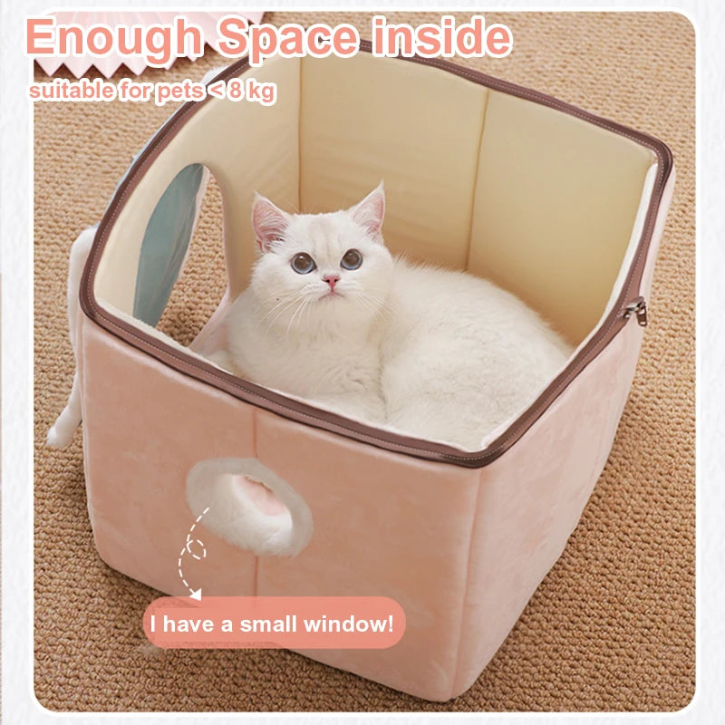 Cherry Blossom Pet House top image with cat inside