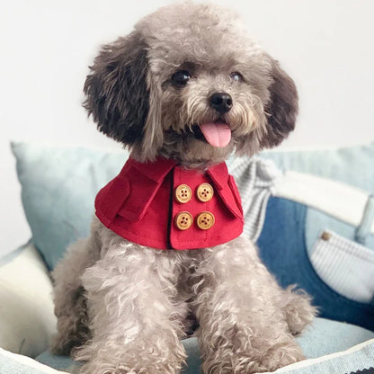 front image of dog wearing red color Cute Dog Scarf With Bow Tie