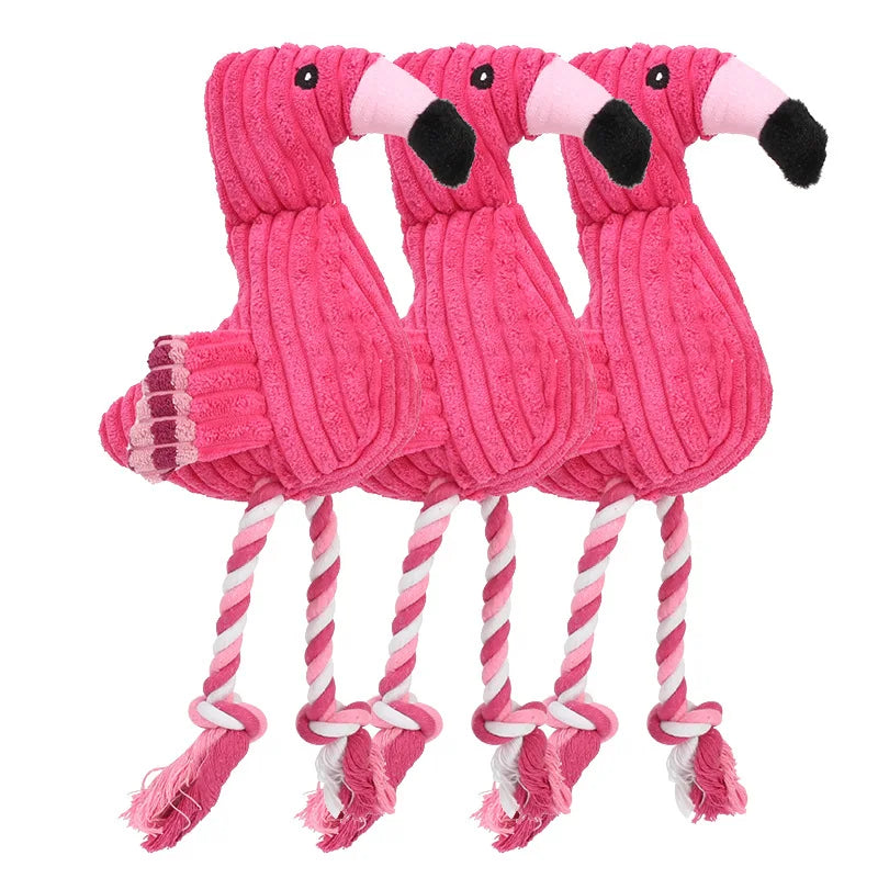 Three Flamingo Squeaker Dog Toys Front Image