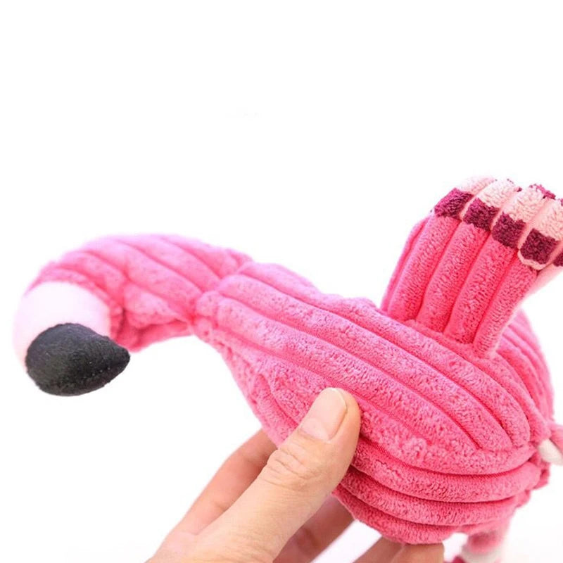 Flamingo Squeaker Dog Toy Side Image