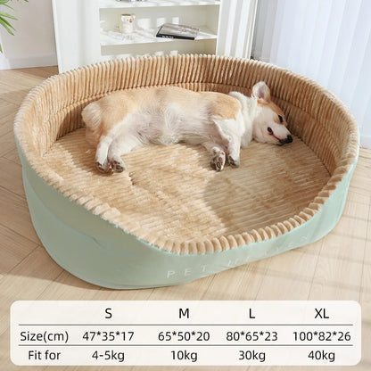 front image of Padded Basket Dog Bed with dimensions