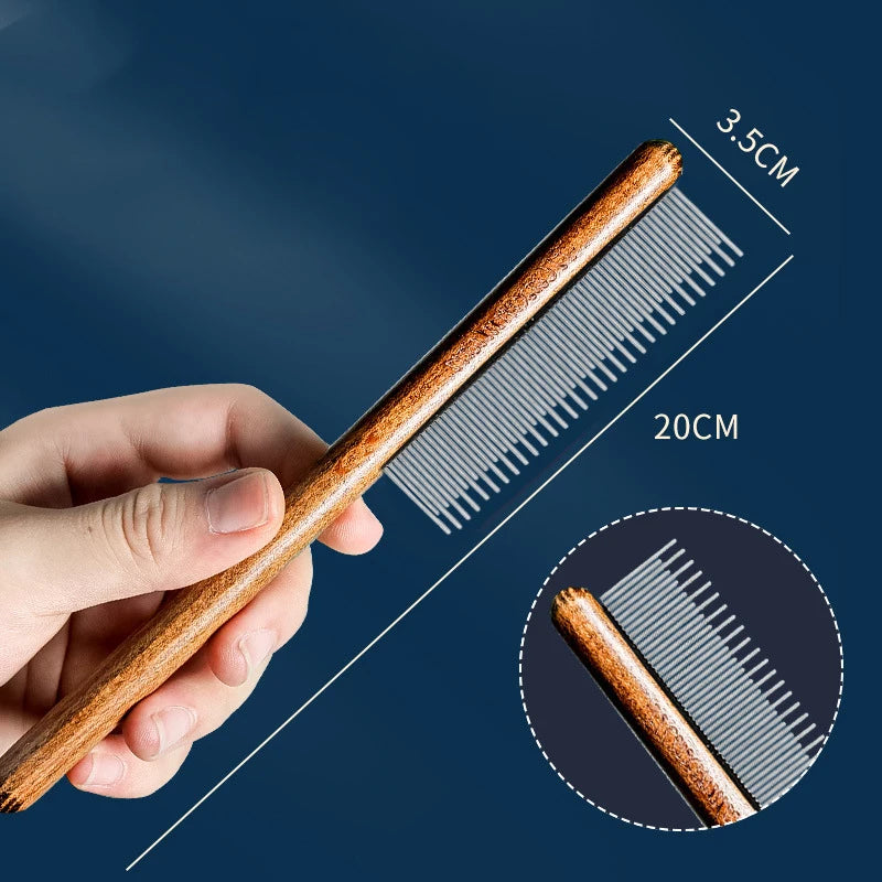 dimensions of Stainless Steel Pet Hair Comb showing teeth details