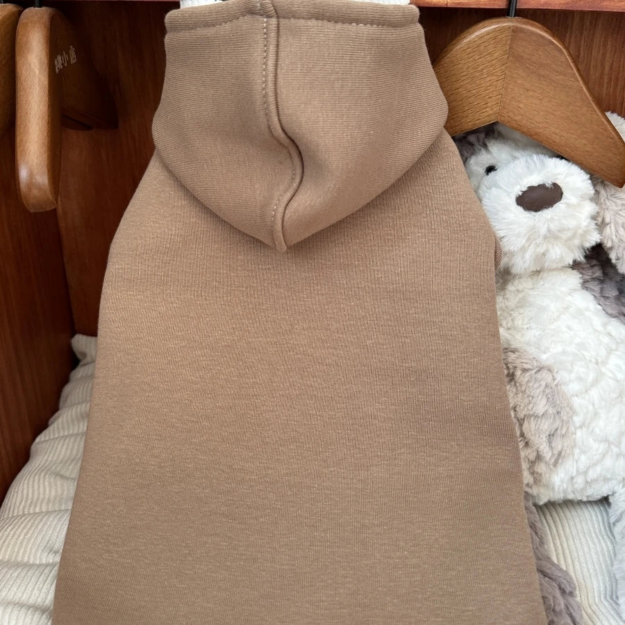 back image of khaki color Warm Long Sleeve Cat Hoodies Suit