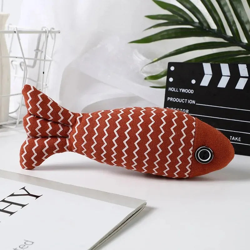 front image of red color Chewy Fish Interactive Cat Toy