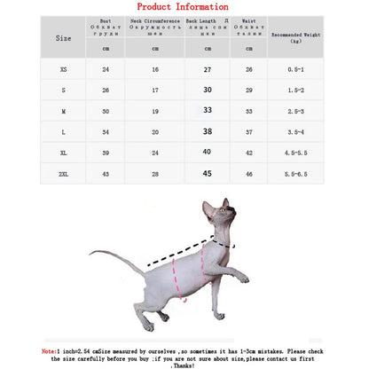 dimension chart of Winter Warm Cat Sweater