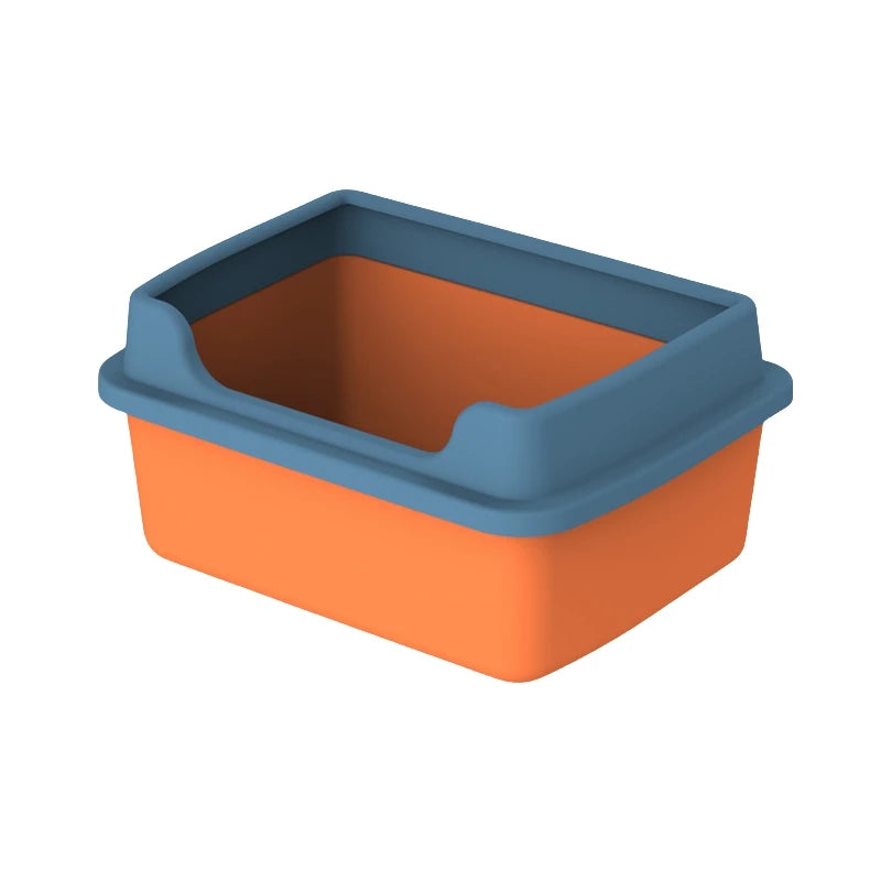 Blue and Orange Color Anti-Splash Cat Litter Box Image