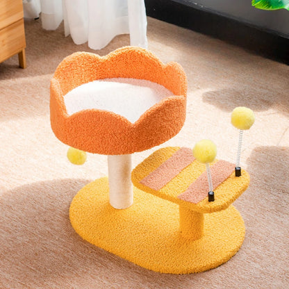 front image of Honey Bee Cat Bed with Sisal Scratching Pad