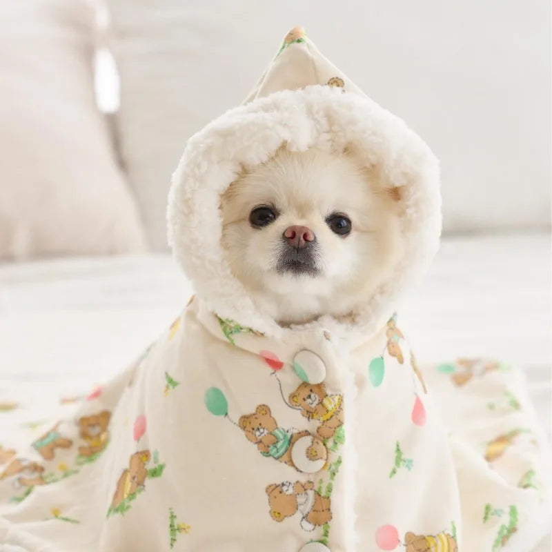 front image of dog wearing Winter Warm Dog Blanket