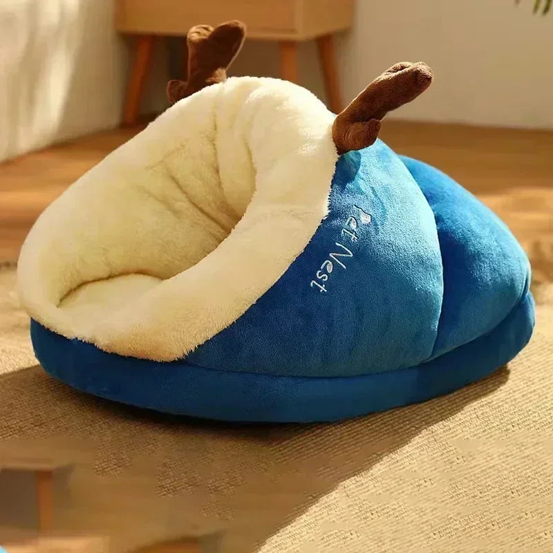 front image of blue color Soft Slipper Pet House