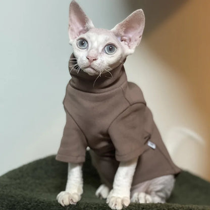 front image of cat wearing brown color Soft Cotton Cat Cloth