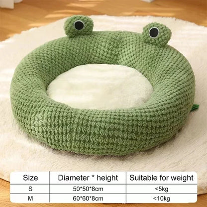 Cute Frog Warm Pet Bed Sleeping Cushion with Dimensions