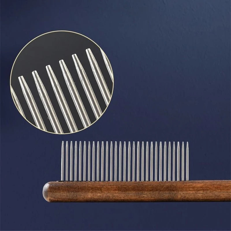 close up image showing the teeth of Stainless Steel Pet Hair Comb