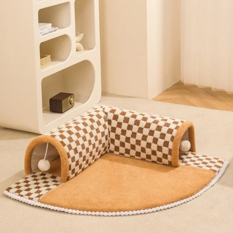 Detachable Cat Tunnel Carpet with Teaser Balls Front Image