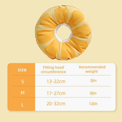 image showing the orange Orange Adjustable Surgery Recovery Cat Collar with dimensions