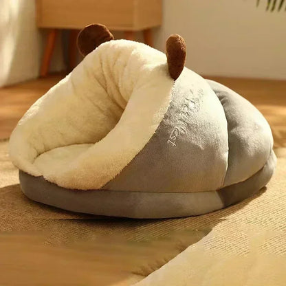 front image of grey color Soft Slipper Pet House