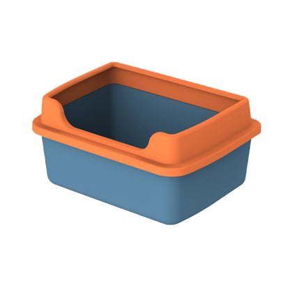 Orange and Blue Color Anti-Splash Cat Litter Box Image