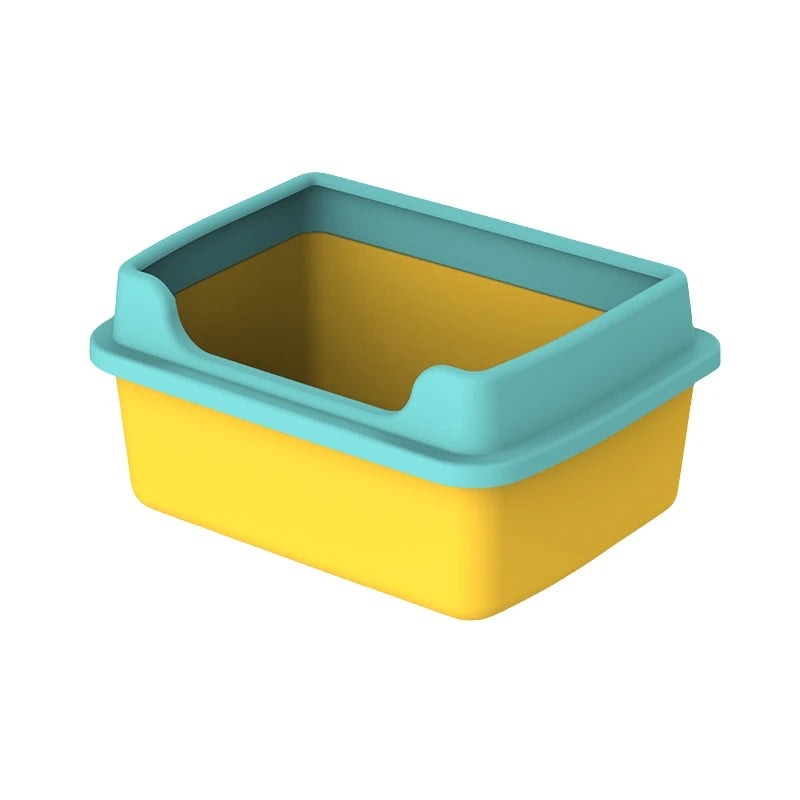 Green and Yellow Color Anti-Splash Cat Litter Box Image