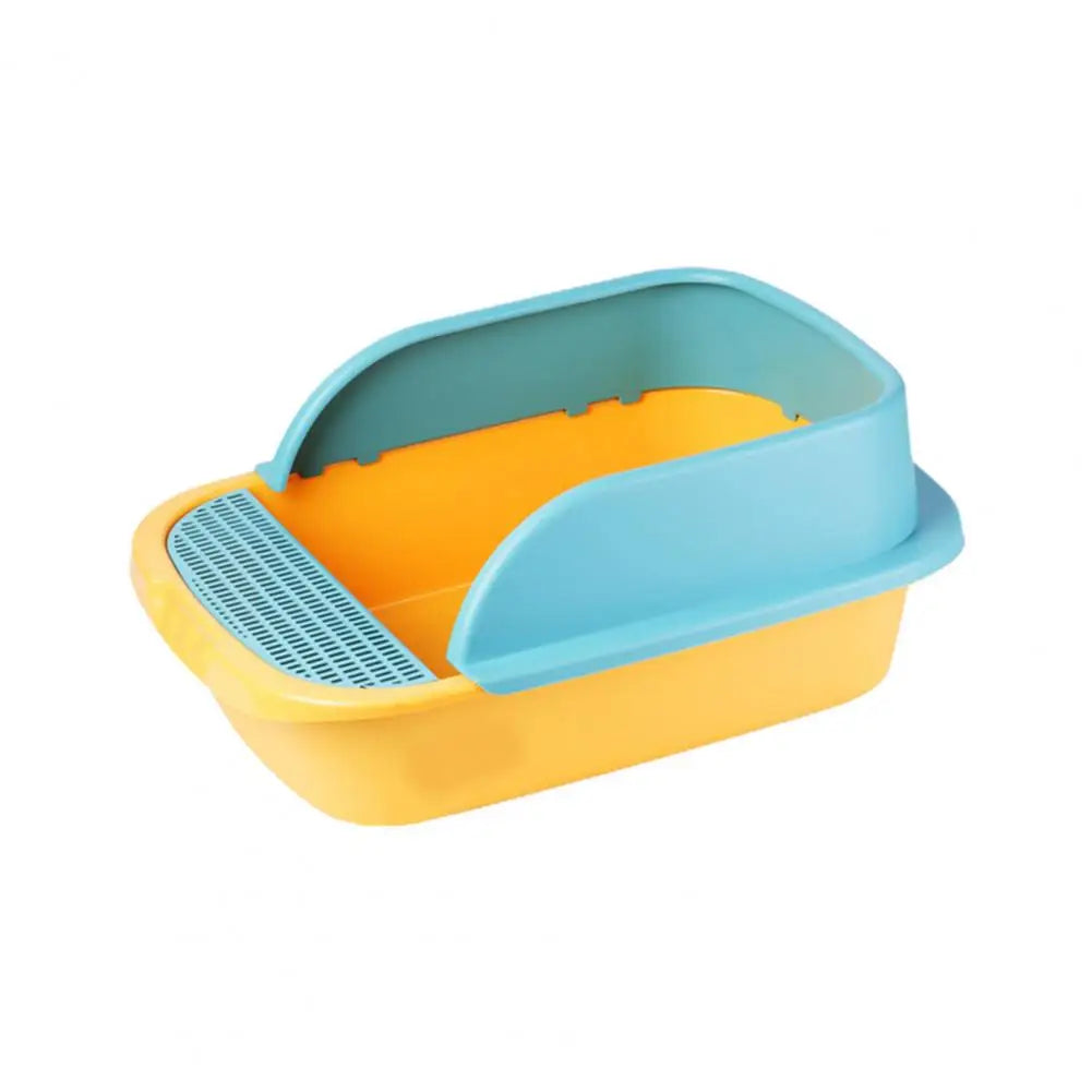 front image of green and yellow color Colorful Anti-Splash Cat Litter Box