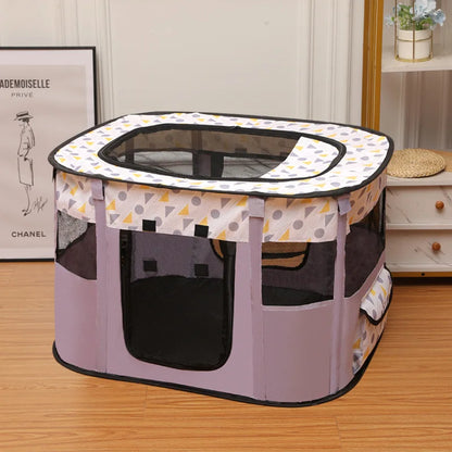 front image of purple color Enclosed Folding Pet Bed Basket