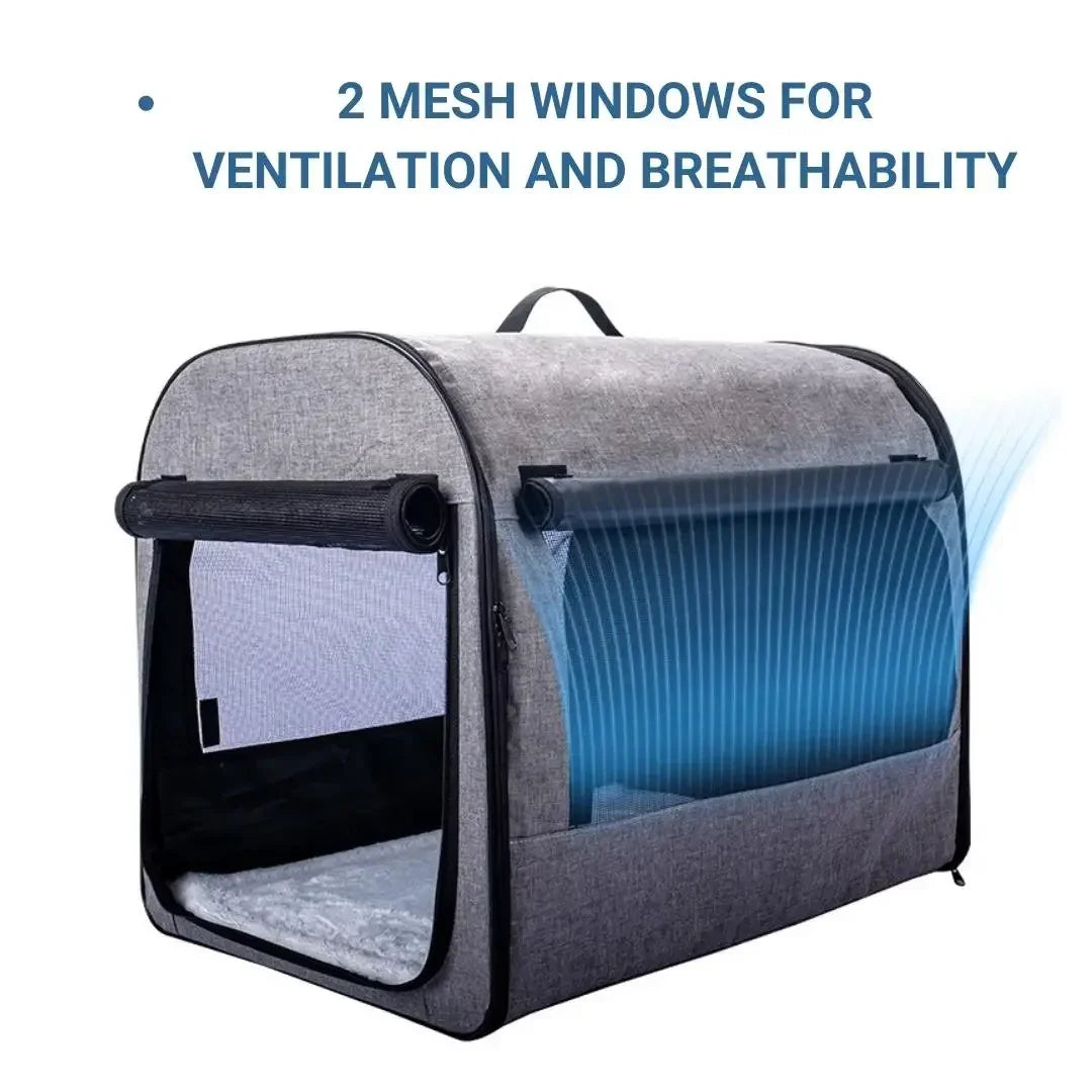 image of Waterproof Travel Pet Carrier With Rolling Door showing mesh windows