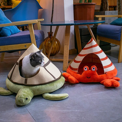 Turtle and Crab Style Detachable Pet Beds Front Image