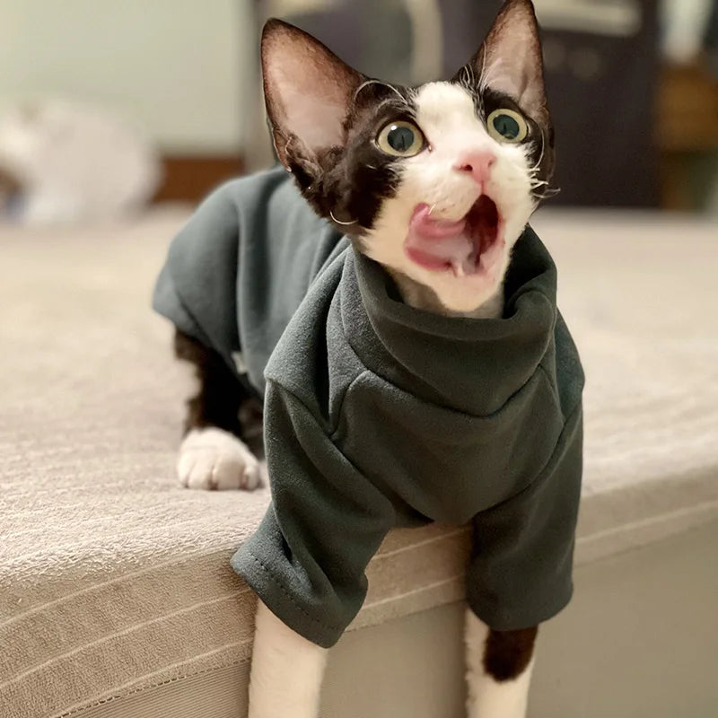 front image of cat wearing grey color Soft Cotton Cat Cloth