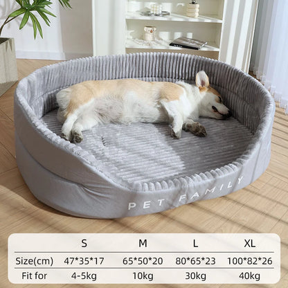 front image of grey color Padded Basket Dog Bed with dimensions